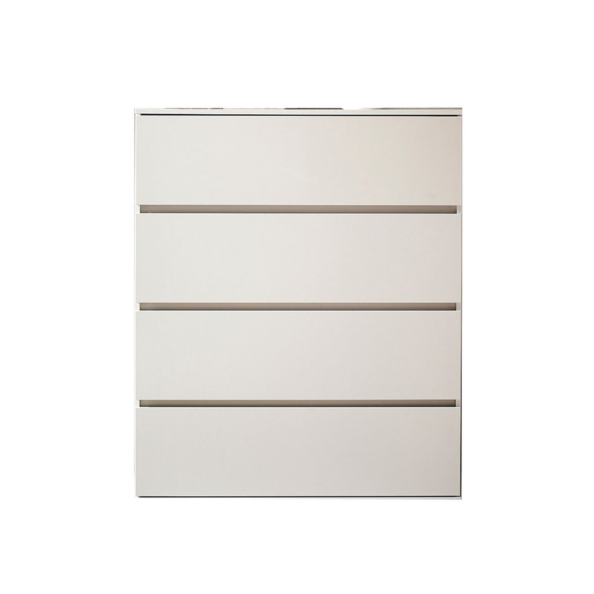 Lina Tall Dresser Chest, 4 Self Closing Drawers, Narrow Bar Handles, White-BM319189
