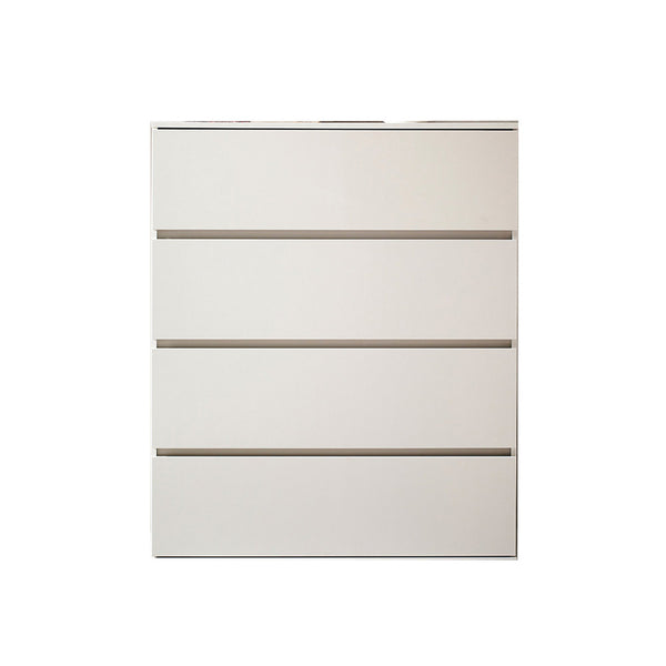 Lina Tall Dresser Chest, 4 Self Closing Drawers, Narrow Bar Handles, White-BM319189