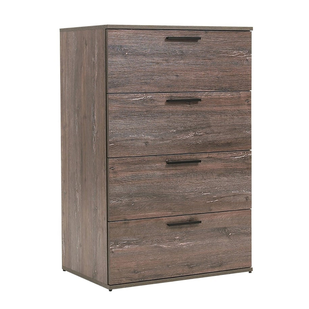 Levy Tall Dresser Chest, 4 Jumbo Drawers, Farmhouse Rustic Gray Wood Finish-BM319200