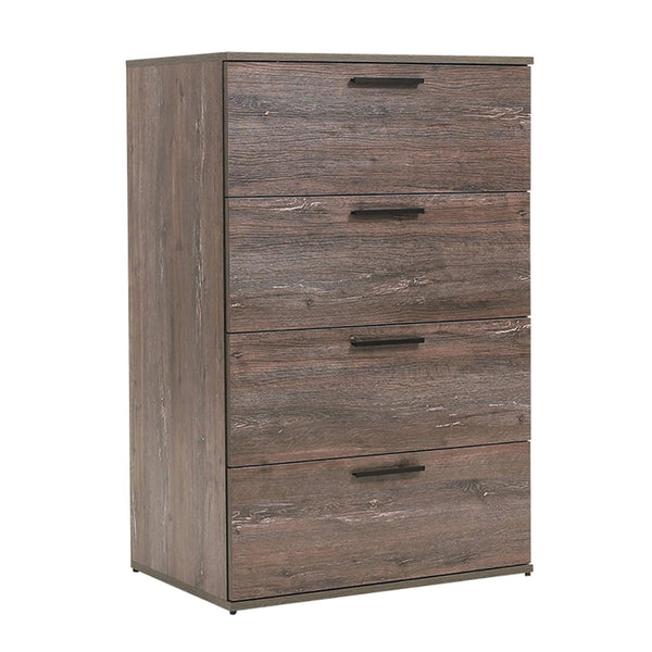 Levy Tall Dresser Chest, 4 Jumbo Drawers, Farmhouse Rustic Gray Wood Finish-BM319200