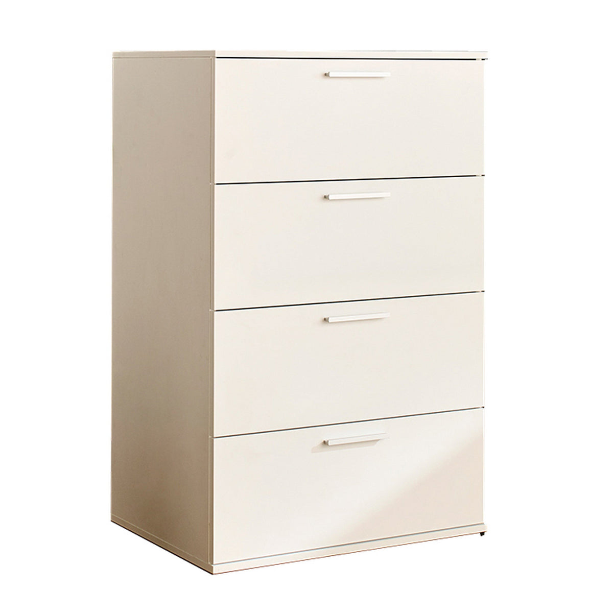 Levy Tall Dresser Chest, 4 Jumbo Drawers, Farmhouse White Wood Finish-BM319202