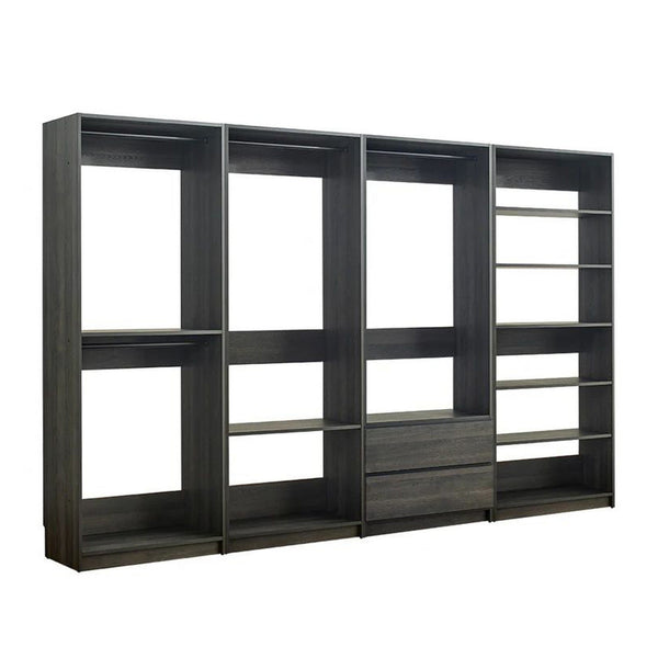 Dee Modular Freestanding Closet System, 4 Hanging Rods, 6 Shelves, Gray -BM319224