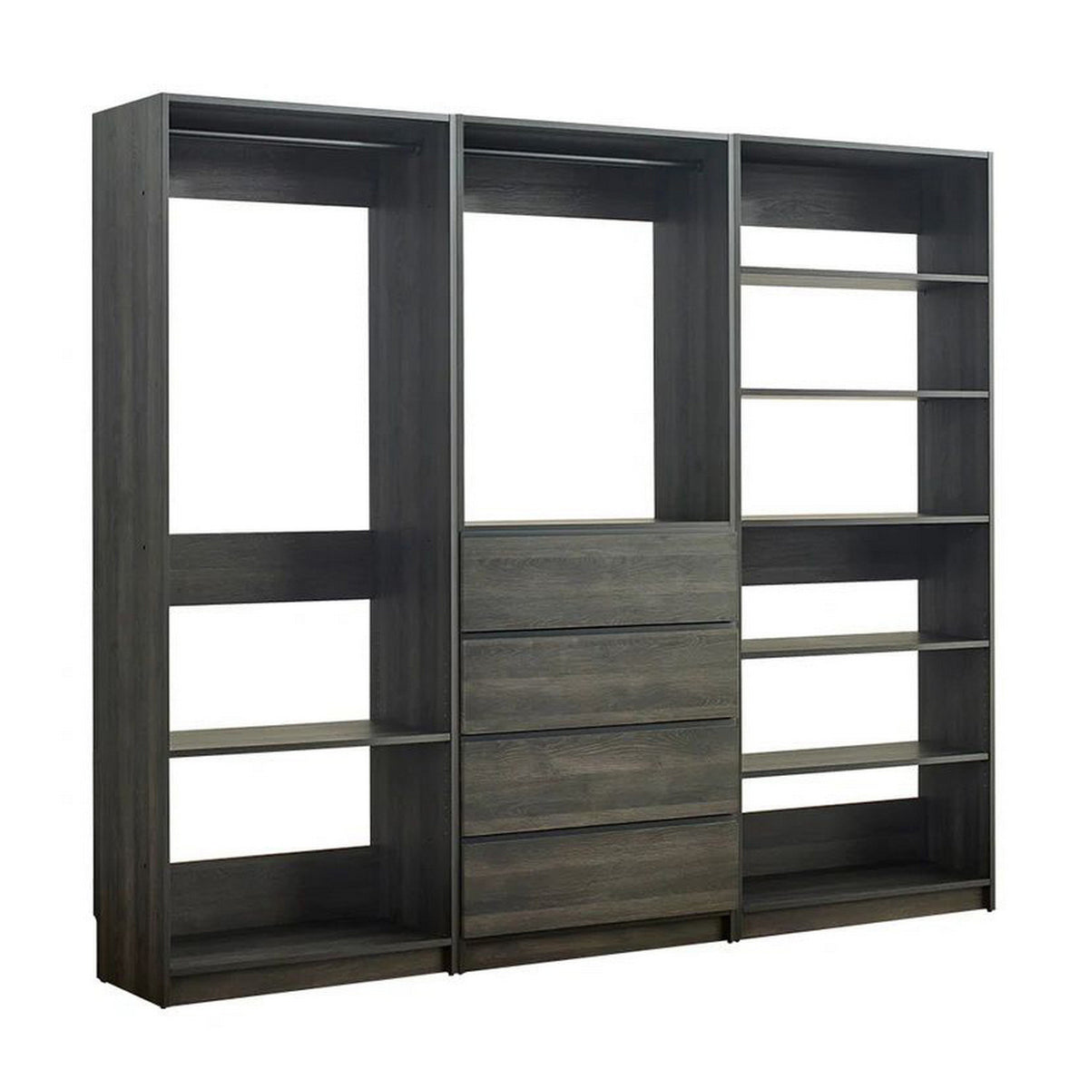 Dee Modular Freestanding Closet System, 6 Shelves, 2 Hanging Rods, Gray -BM319225