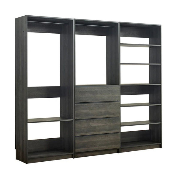 Dee Modular Freestanding Closet System, 6 Shelves, 2 Hanging Rods, Gray -BM319225