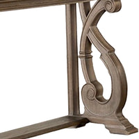 Gia Sofa Table, 50 Inch Rectangular, Carved Details, Brown Solid Wood - BM319506