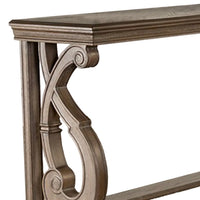 Gia Sofa Table, 50 Inch Rectangular, Carved Details, Brown Solid Wood - BM319506