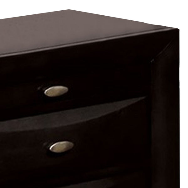 Simo Nightstand, Spacious Top, Metal Knobs, 3 Drawers, Black Solid Wood - BM319525