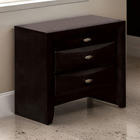 Simo Nightstand, Spacious Top, Metal Knobs, 3 Drawers, Black Solid Wood - BM319525