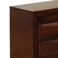 Simo Nightstand, Spacious Top, Nickel, 3 Drawers, Cherry Brown Solid Wood - BM319527