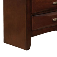 Simo Nightstand, Spacious Top, Nickel, 3 Drawers, Cherry Brown Solid Wood - BM319527