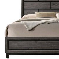 Erica King Size Bed, Gray and Black Wood Finish, Panel Style Headboard - BM319532