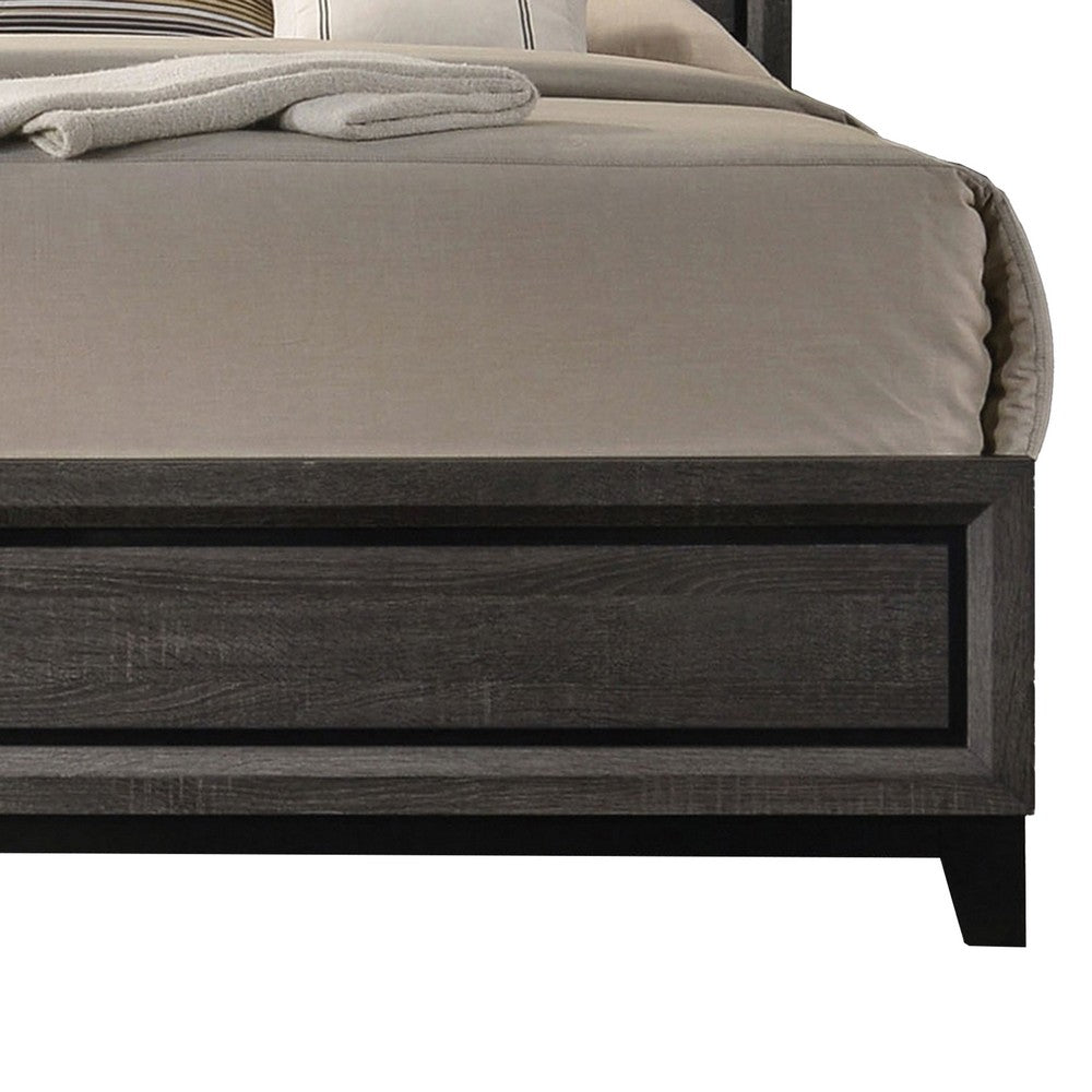 Erica Full Size Bed, Gray and Black Wood Finish, Panel Style Headboard - BM319533