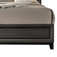 Erica Queen Size Bed, Gray, Black Wood Finish, Panel Style Headboard - BM319534