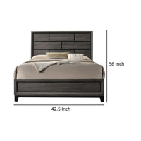 Erica Twin Size Bed, Gray and Black Wood Finish, Panel Style Headboard - BM319535