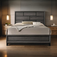 Erica Twin Size Bed, Gray and Black Wood Finish, Panel Style Headboard - BM319535