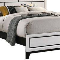 Erica King Size Bed, White and Black Wood Finish, Panel Style Headboard - BM319537