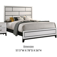 Erica Full Size Bed, White and Black Wood Finish, Panel Style Headboard - BM319538