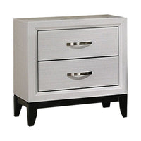 Erica Nightstand, 2 Drawers, White Wood Finished Frame, Metal Handles - BM319539