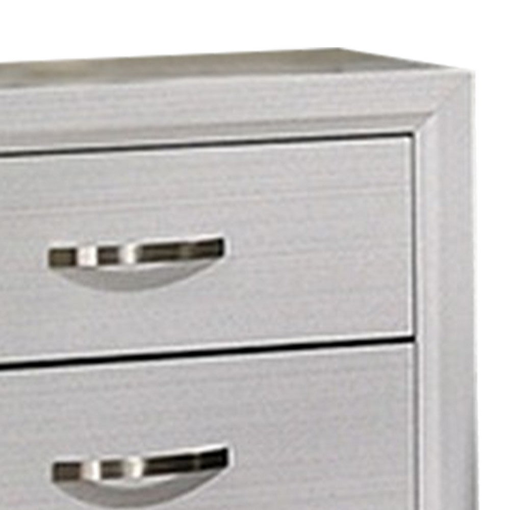 Erica Nightstand, 2 Drawers, White Wood Finished Frame, Metal Handles - BM319539