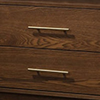 Roma Nightstand, 2 Drawers, Nickel Bar Handles, Walnut Brown Solid Wood - BM319544
