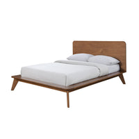 Stacy Queen Size Platform Bed, Panel Headboard, Walnut Brown Solid Wood - BM319547