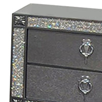 Laine Nightstand, 2 Drawers, Crystal Like Acrylic Trim, Gray Solid Wood - BM319552
