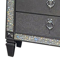 Laine Nightstand, 2 Drawers, Crystal Like Acrylic Trim, Gray Solid Wood - BM319552