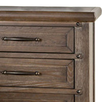 Merry Nightstand, Spacious Top, 3 Drawers, Metal Handles, Brown Solid Wood - BM319553