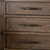 Merry Nightstand, Spacious Top, 3 Drawers, Metal Handles, Brown Solid Wood - BM319553