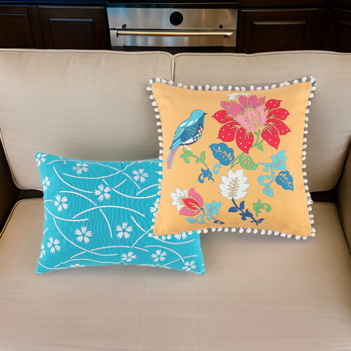Ello 2pc Decorative Throw Pillows, Polyester Canvas Floral Print Multicolor By Casagear Home