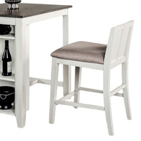 Lessi 3pc Counter Height Table Set with Side Shelf, USB , White Gray Wood - BM319793