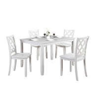 Ziko 5 Piece Dining Table Set, 4 Crossed Back Chairs, White Solid Wood - BM319795