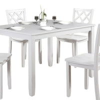 Ziko 5 Piece Dining Table Set, 4 Crossed Back Chairs, White Solid Wood - BM319795