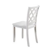 Ziko 5 Piece Dining Table Set, 4 Crossed Back Chairs, White Solid Wood - BM319795