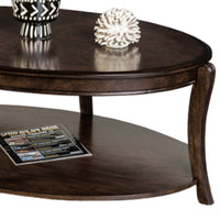 Orio Coffee Table with Open Shelves, 49 Inch Oval Top, Brown Wood - BM319796