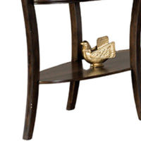 Orio Sofa Table, Open Shelves, 49 Inch Oval Top, Curved Legs, Brown Wood - BM319798