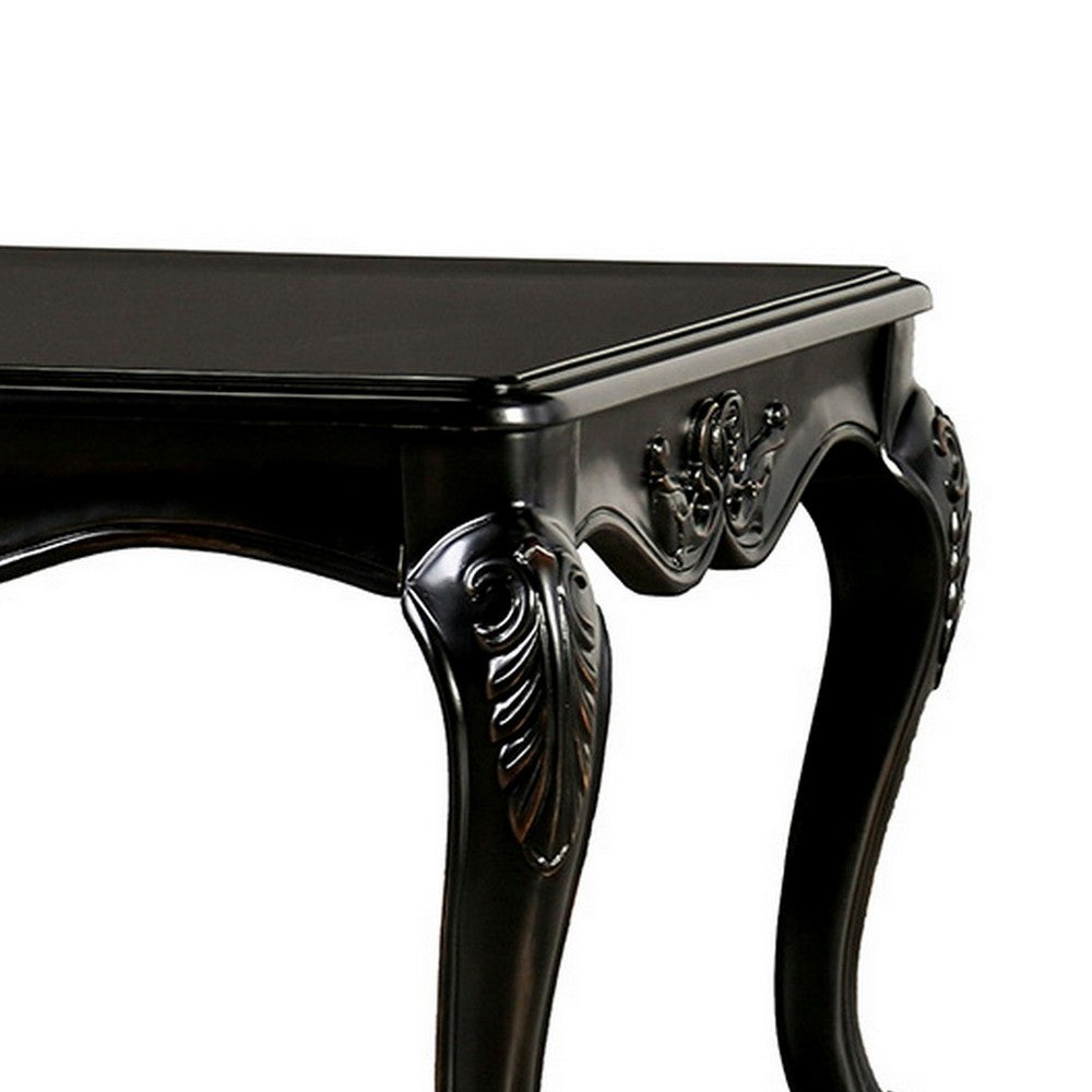 Roche Coffee Table, 53 Inch, Classical Cabriole Legs, Dark Brown Solid Wood - BM319799