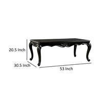 Roche Coffee Table, 53 Inch, Classical Cabriole Legs, Dark Brown Solid Wood - BM319799