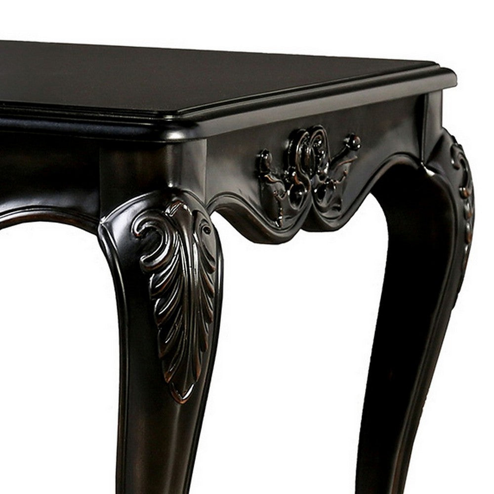 Roche Side End Table, 29 Inch, Classic Cabriole Legs, Dark Brown Solid Wood - BM319800