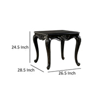 Roche Side End Table, 29 Inch, Classic Cabriole Legs, Dark Brown Solid Wood - BM319800