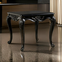 Roche Side End Table, 29 Inch, Classic Cabriole Legs, Dark Brown Solid Wood - BM319800