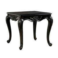 Roche Side End Table, 29 Inch, Classic Cabriole Legs, Dark Brown Solid Wood - BM319800