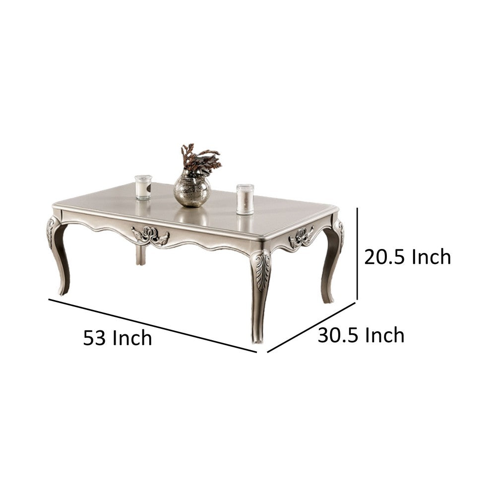 Roche Coffee Table, 53 Inch, Classical Cabriole Legs, Champagne Gold Wood - BM319801