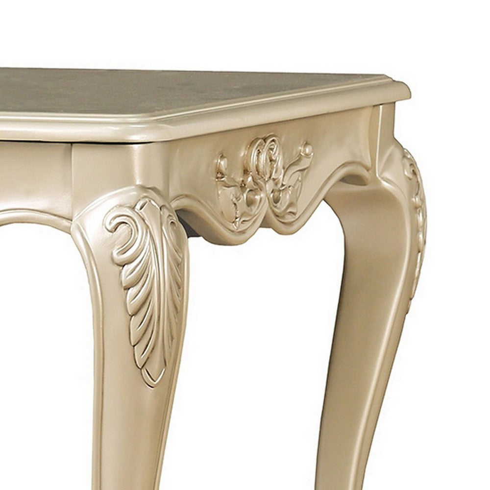 Roche Side End Table, 29 Inch, Classic Cabriole Legs, Champagne Gold Wood - BM319802