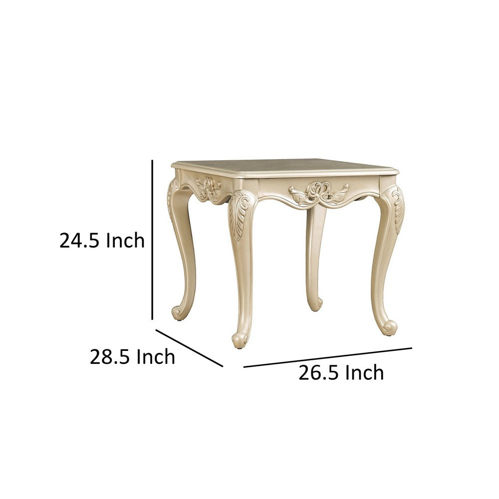Roche Side End Table, 29 Inch, Classic Cabriole Legs, Champagne Gold Wood - BM319802