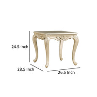 Roche Side End Table, 29 Inch, Classic Cabriole Legs, Champagne Gold Wood - BM319802