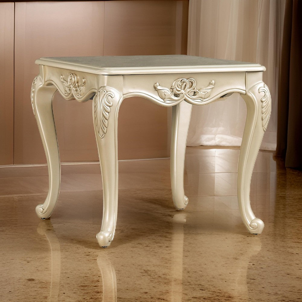 Roche Side End Table, 29 Inch, Classic Cabriole Legs, Champagne Gold Wood - BM319802