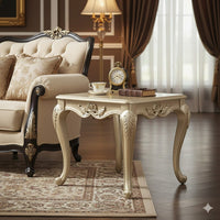 Roche Side End Table, 29 Inch, Classic Cabriole Legs, Champagne Gold Wood - BM319802