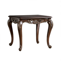 Halie Side End Table, 28 Inch, Classic Cabriole Legs, Dark Brown Solid Wood - BM319804