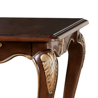 Saili Side End Table, Gold Carvings, 29 Inch, Cabriole, Tobacco Brown Wood - BM319806